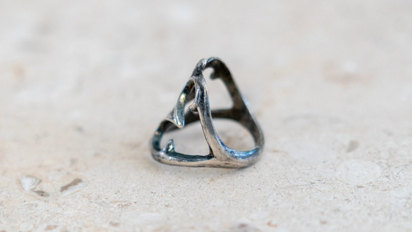 Mid Century Sand Cast Sterling Ring #2 Size-8