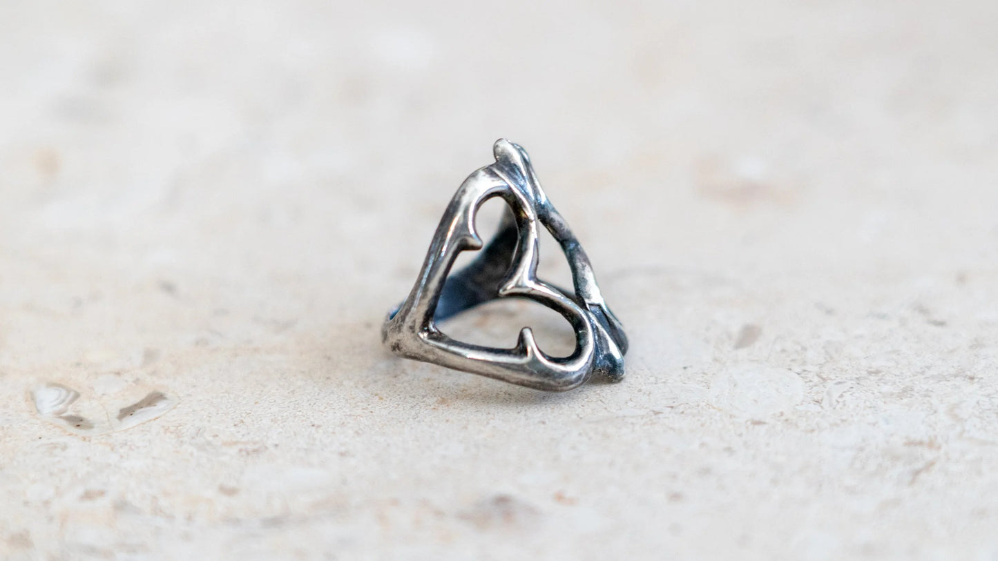 Mid Century Sand Cast Sterling Ring #2 Size-8
