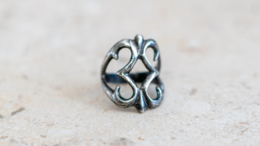 Mid Century Sand Cast Sterling Ring #2 Size-8