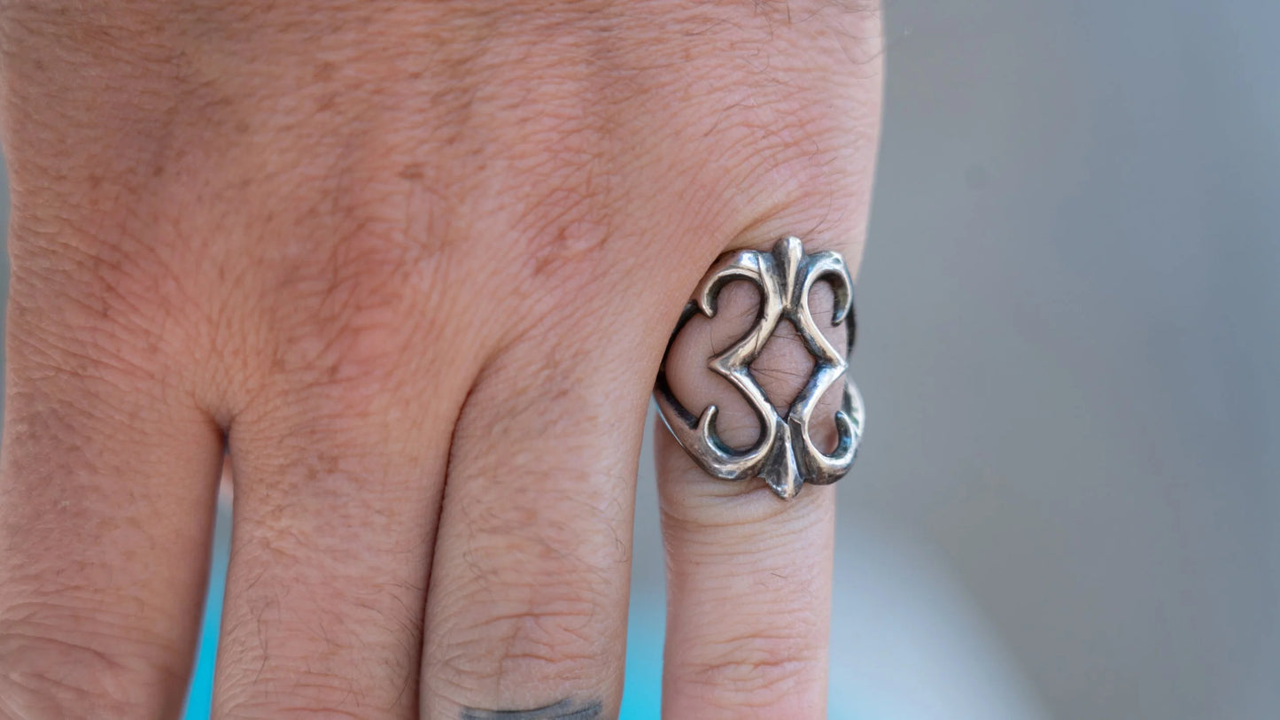 Mid Century Sand Cast Sterling Ring #2 Size-8