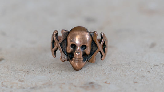 Rare 1930s Copper Novelty Skull Ring Size-9