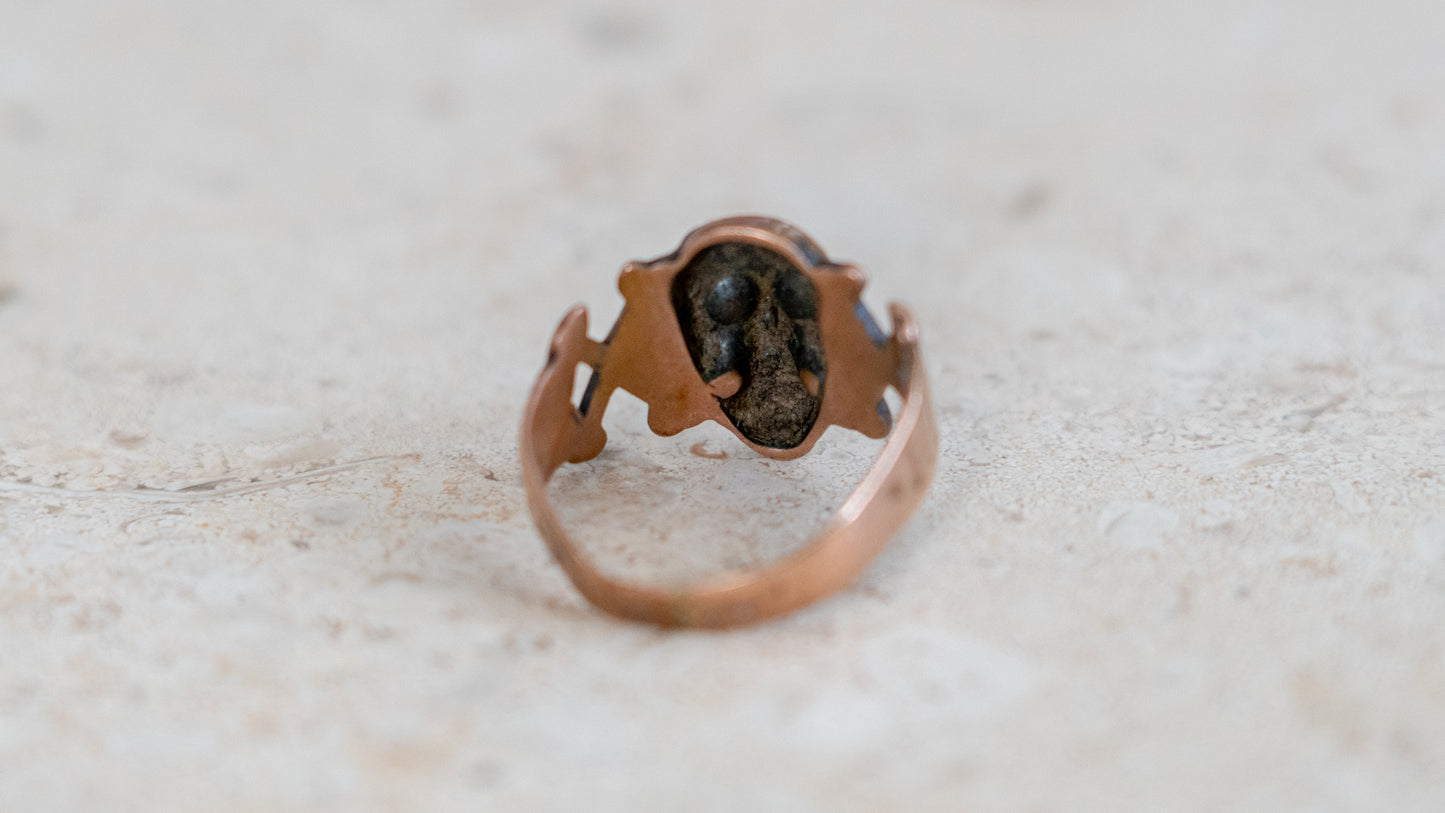 Rare 1930s Copper Novelty Skull Ring Size-9