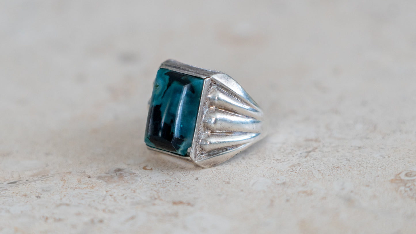 1950s Azurite Art Deco Styled Ring Size-11