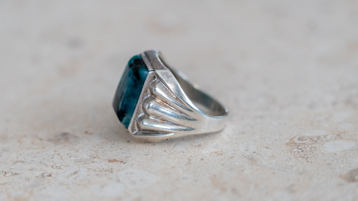 1950s Azurite Art Deco Styled Ring Size-11