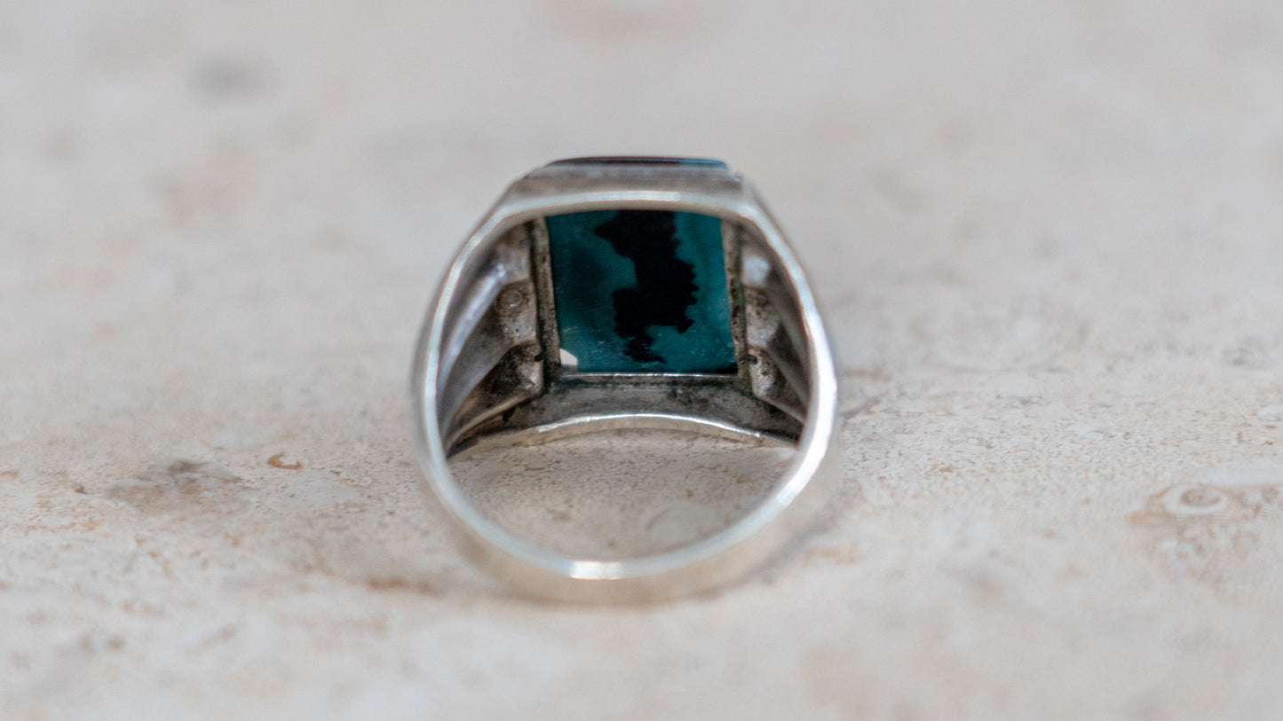 1950s Azurite Art Deco Styled Ring Size-11