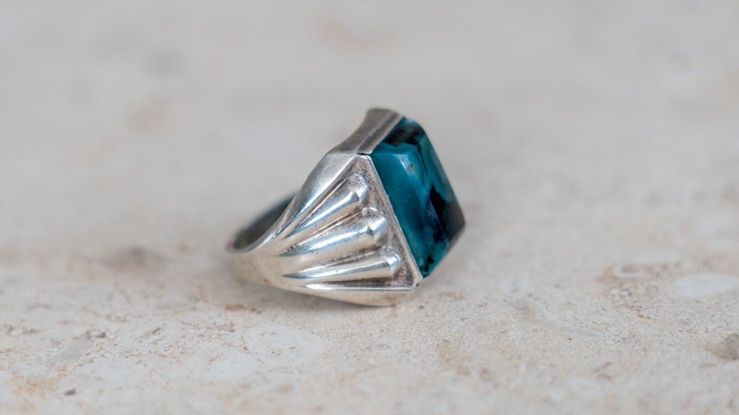 1950s Azurite Art Deco Styled Ring Size-11