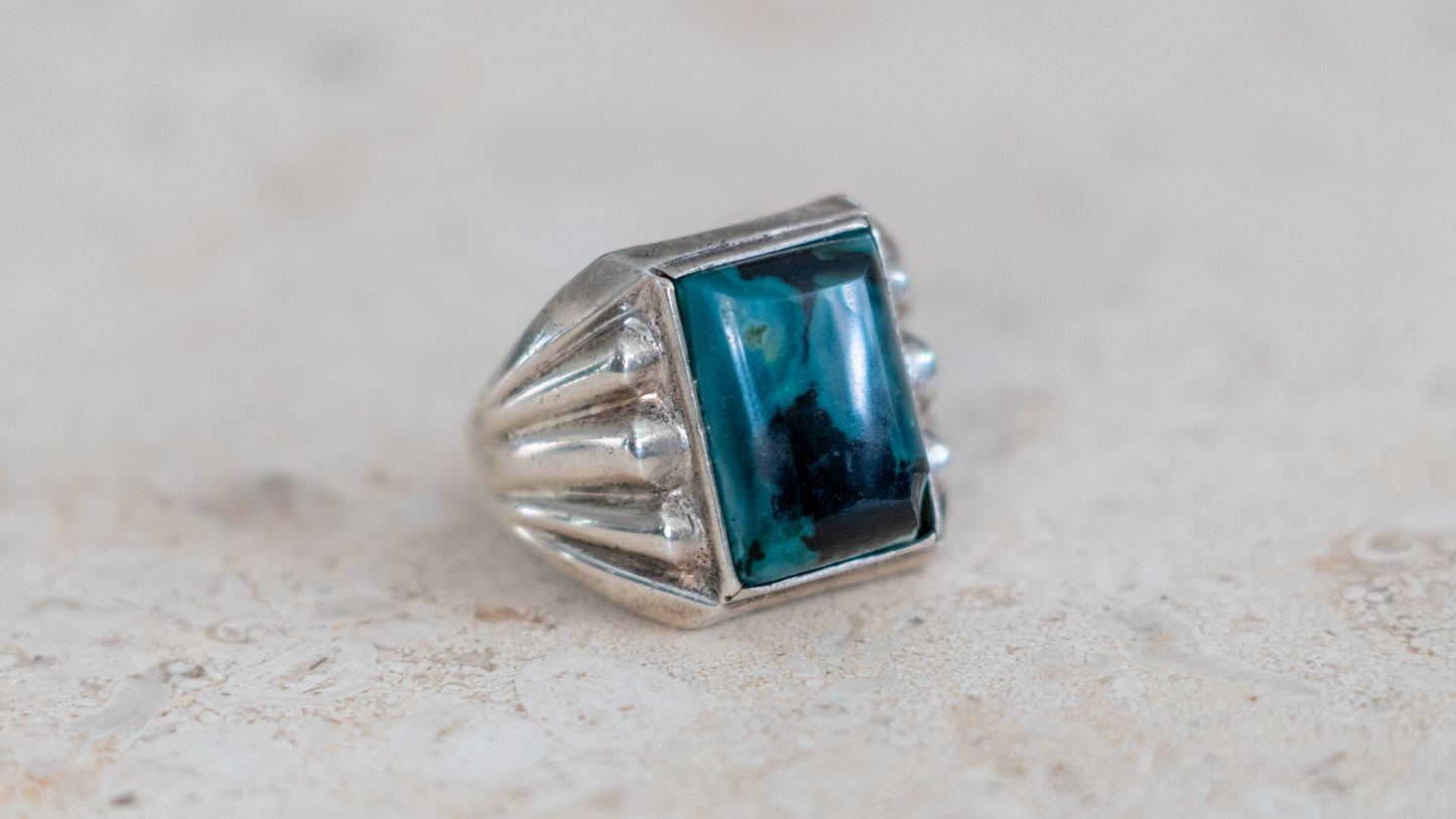 1950s Azurite Art Deco Styled Ring Size-11