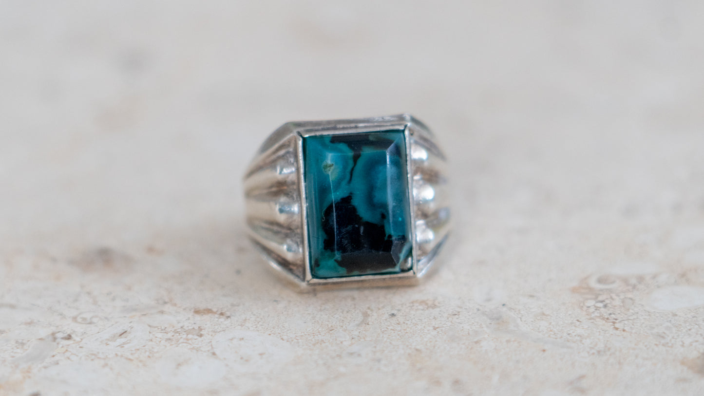 1950s Azurite Art Deco Styled Ring Size-11