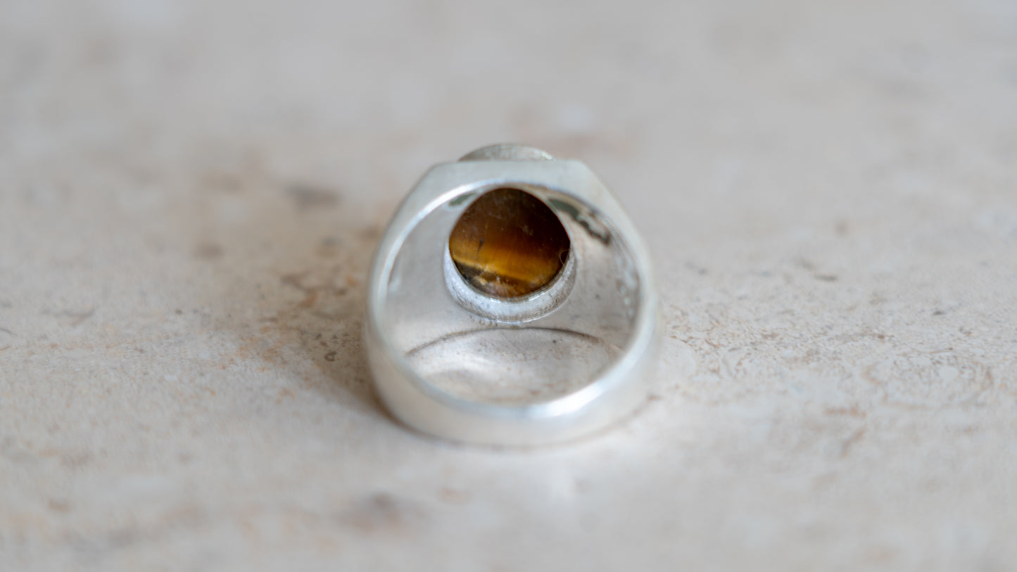 Art Deco Styled Tiger's Eye Ring Size-11