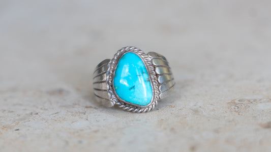 Southwestern Silver-smited Turquoise Southwest Ring Size-11