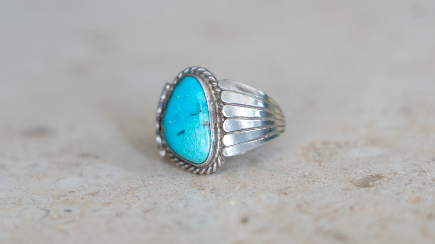 Southwestern Silver-smited Turquoise Southwest Ring Size-11