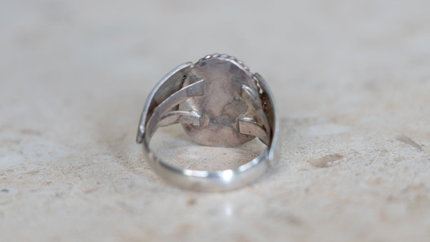 Southwestern Silver-smited Turquoise Southwest Ring Size-11