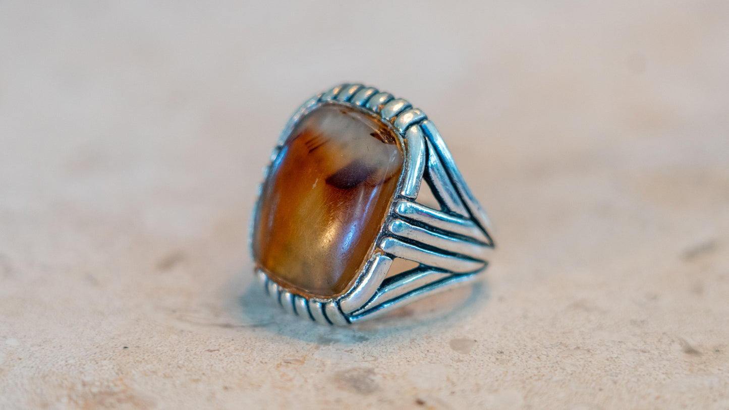 Chunky Mid Century Art Deco Men's Ring Size-12