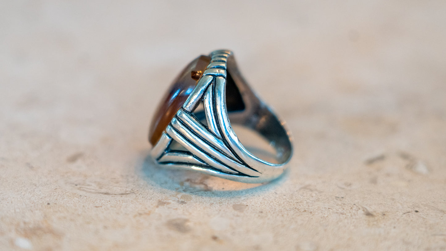 Chunky Mid Century Art Deco Men's Ring Size-12