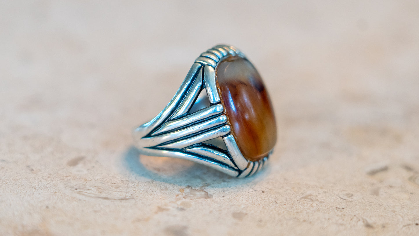 Chunky Mid Century Art Deco Men's Ring Size-12