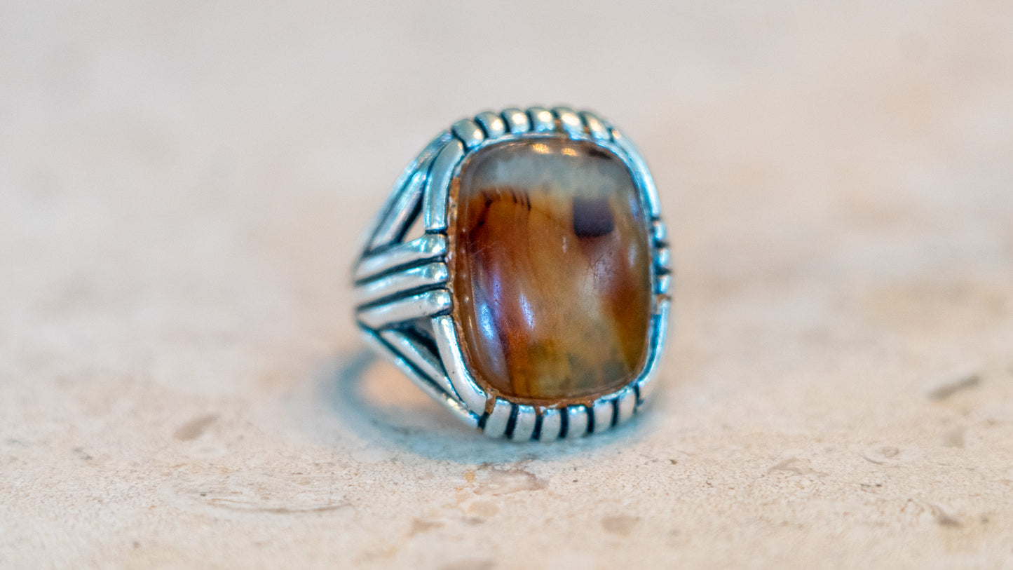Chunky Mid Century Art Deco Men's Ring Size-12