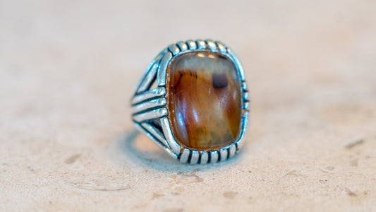 Chunky Mid Century Art Deco Men's Ring Size-12