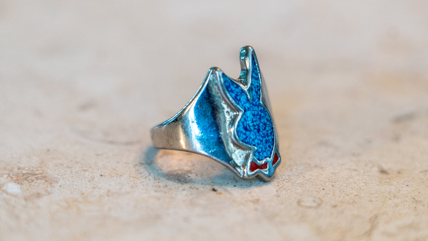 1970s Crushed Turquoise & Carnelian Bunny Rings