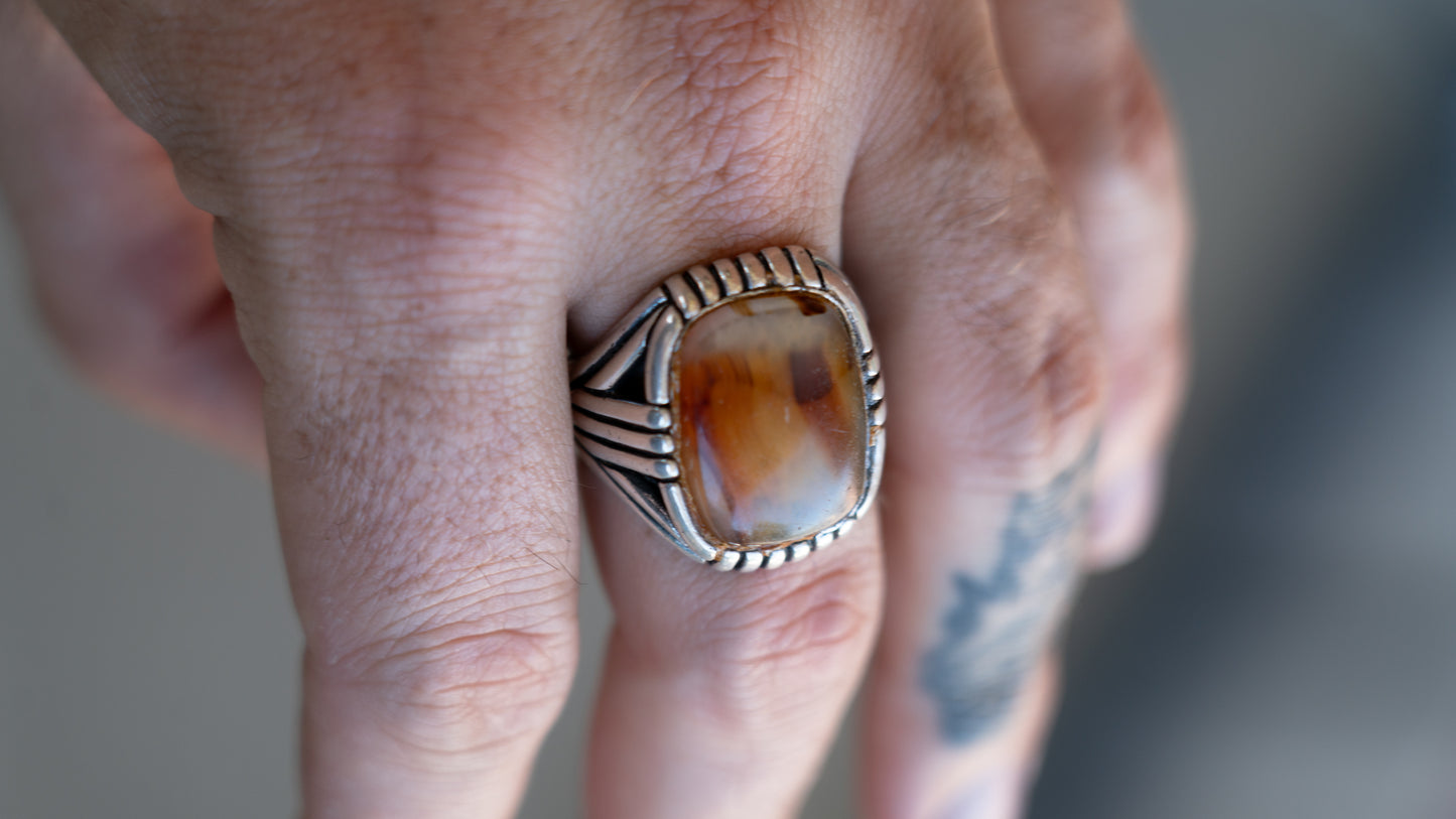 Chunky Mid Century Art Deco Men's Ring Size-12