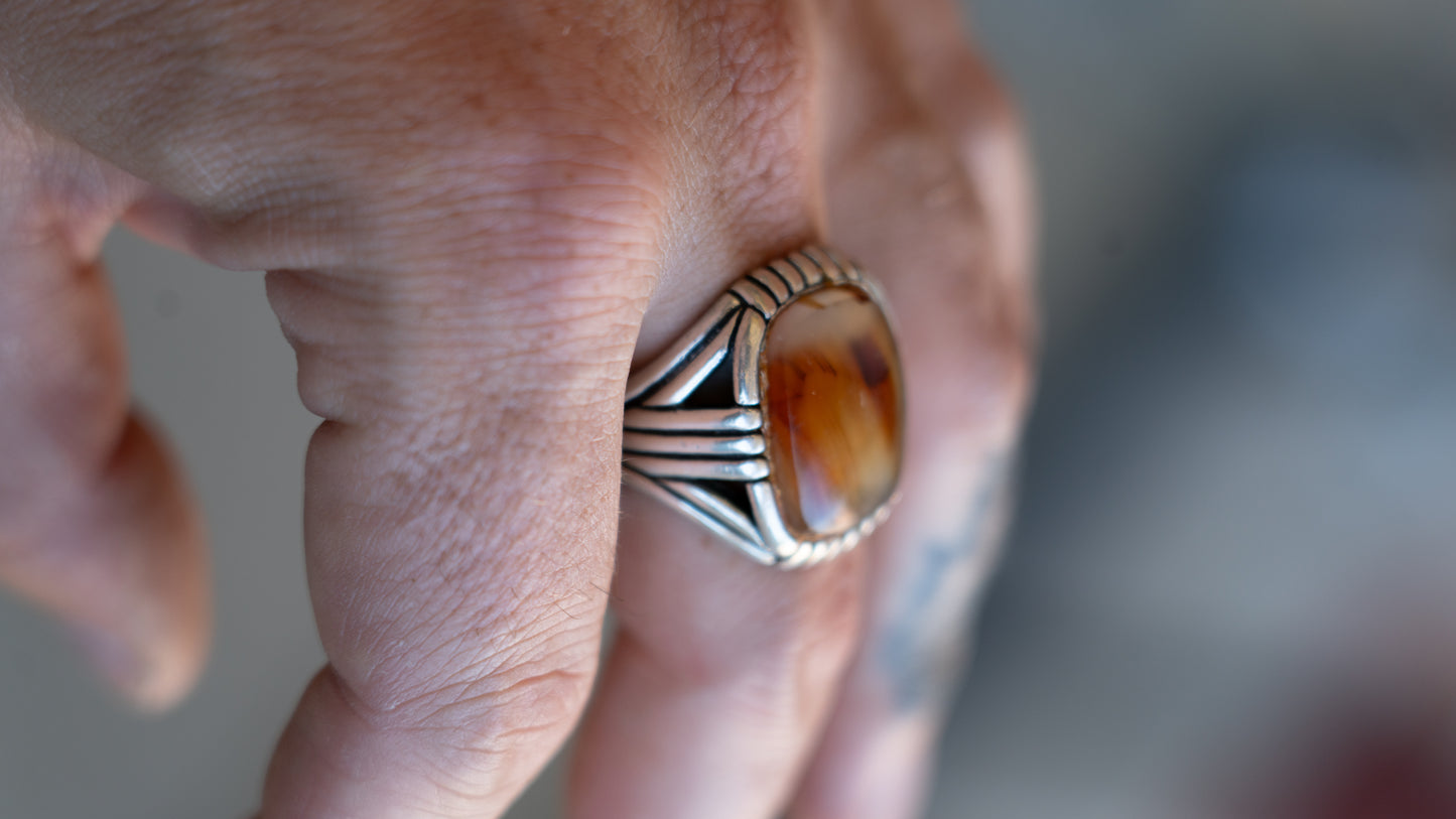 Chunky Mid Century Art Deco Men's Ring Size-12