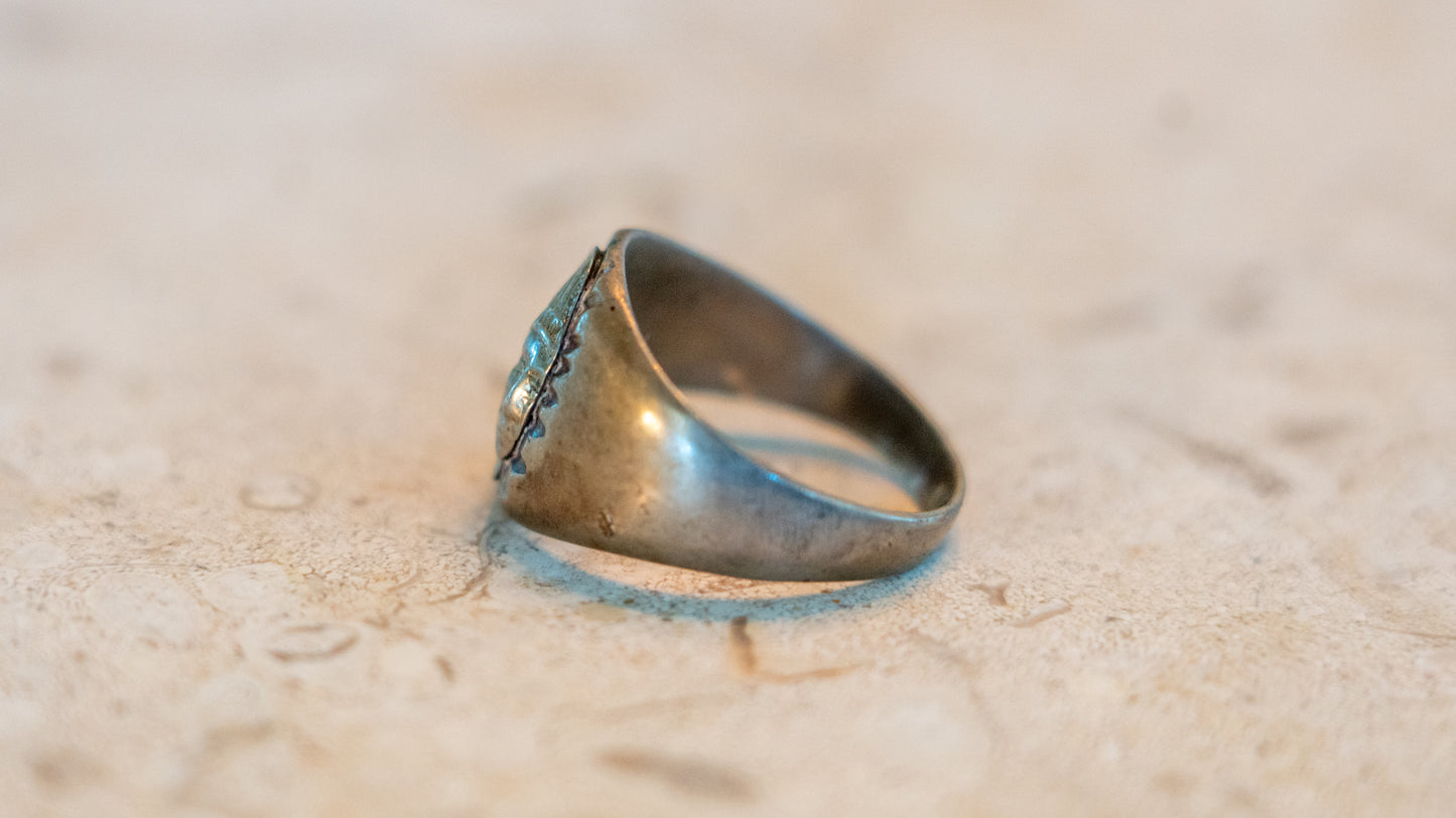 Small Body Chief Head 1940s Mexican Biker Ring Size-11