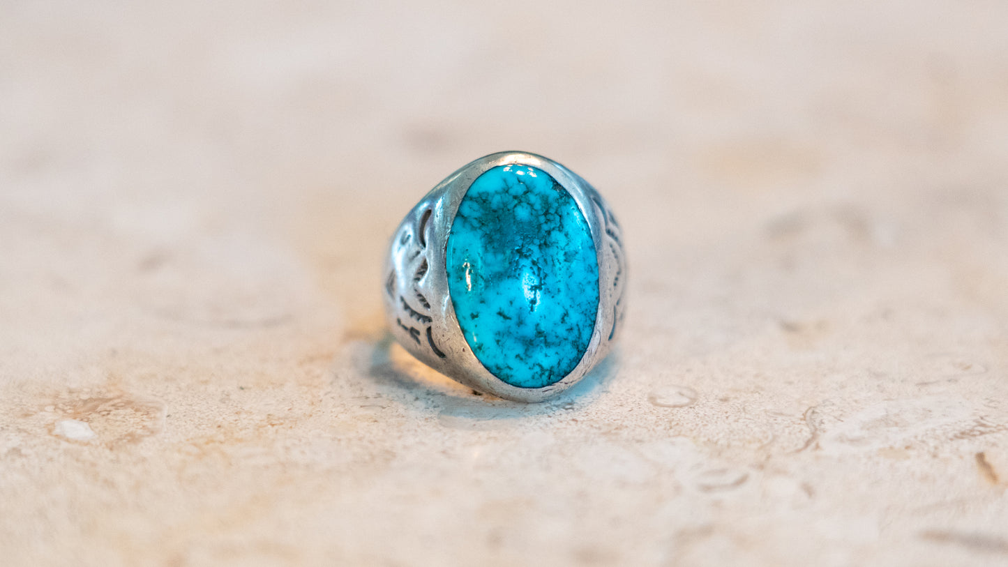 Early Bell Trading Post Turquoise Ring Size-10