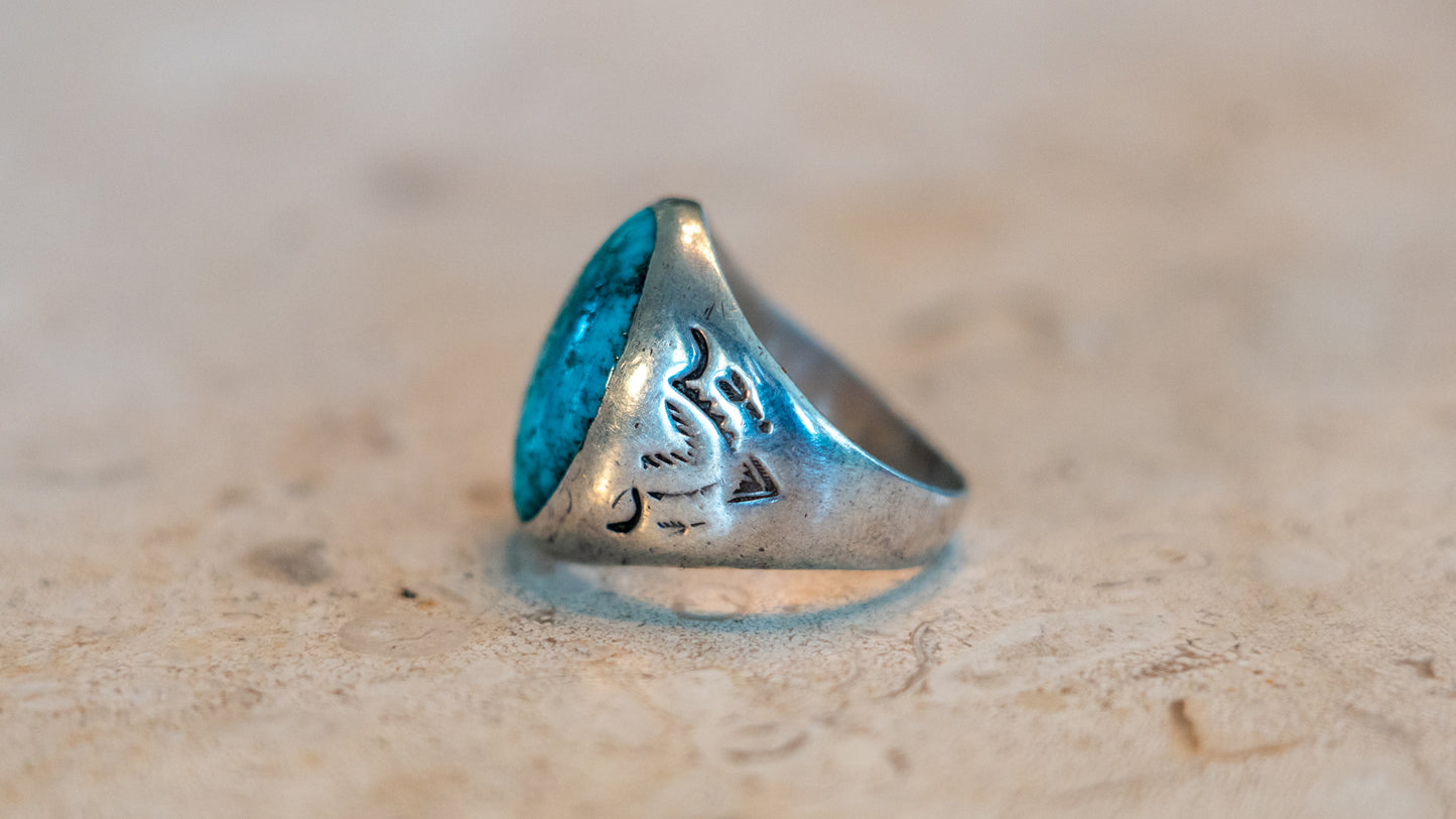 Early Bell Trading Post Turquoise Ring Size-10