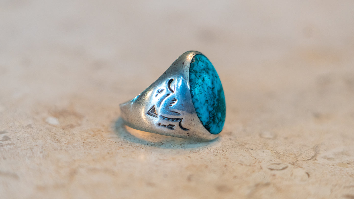 Early Bell Trading Post Turquoise Ring Size-10