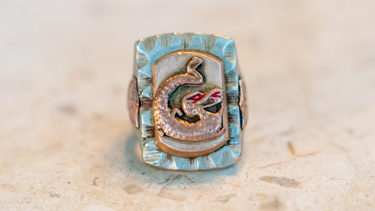Big Body 1940s Dragon Mexican Biker Ring Size-10.5