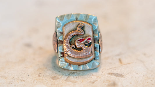 Big Body 1940s Dragon Mexican Biker Ring Size-10.5