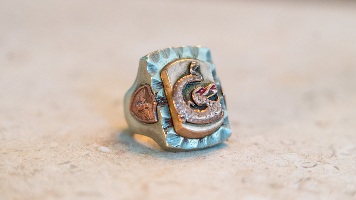 Big Body 1940s Dragon Mexican Biker Ring Size-10.5