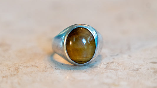Mexico Tiger's Eye Ring Circa 1960s Size-10