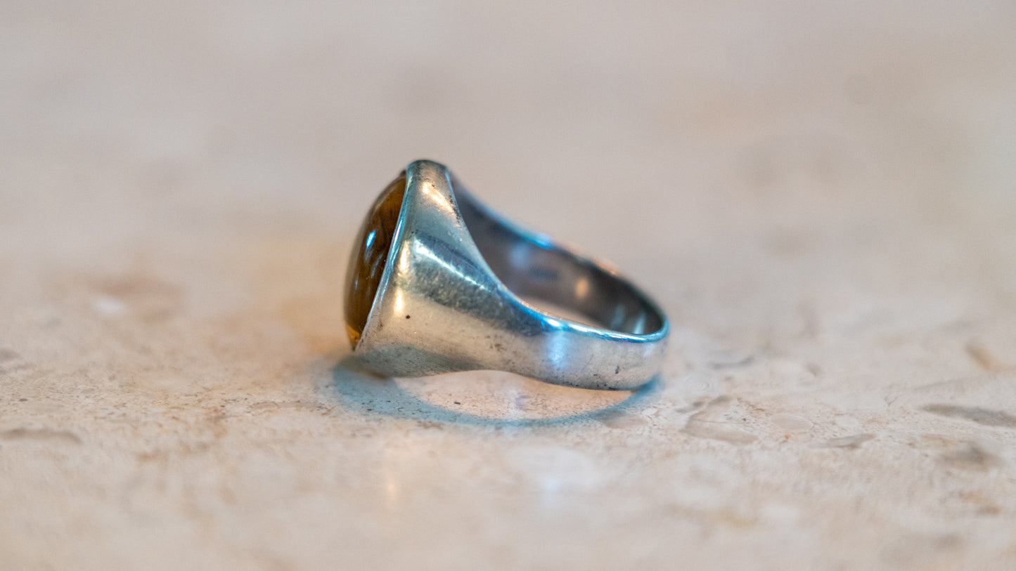 Mexico Tiger's Eye Ring Circa 1960s Size-10