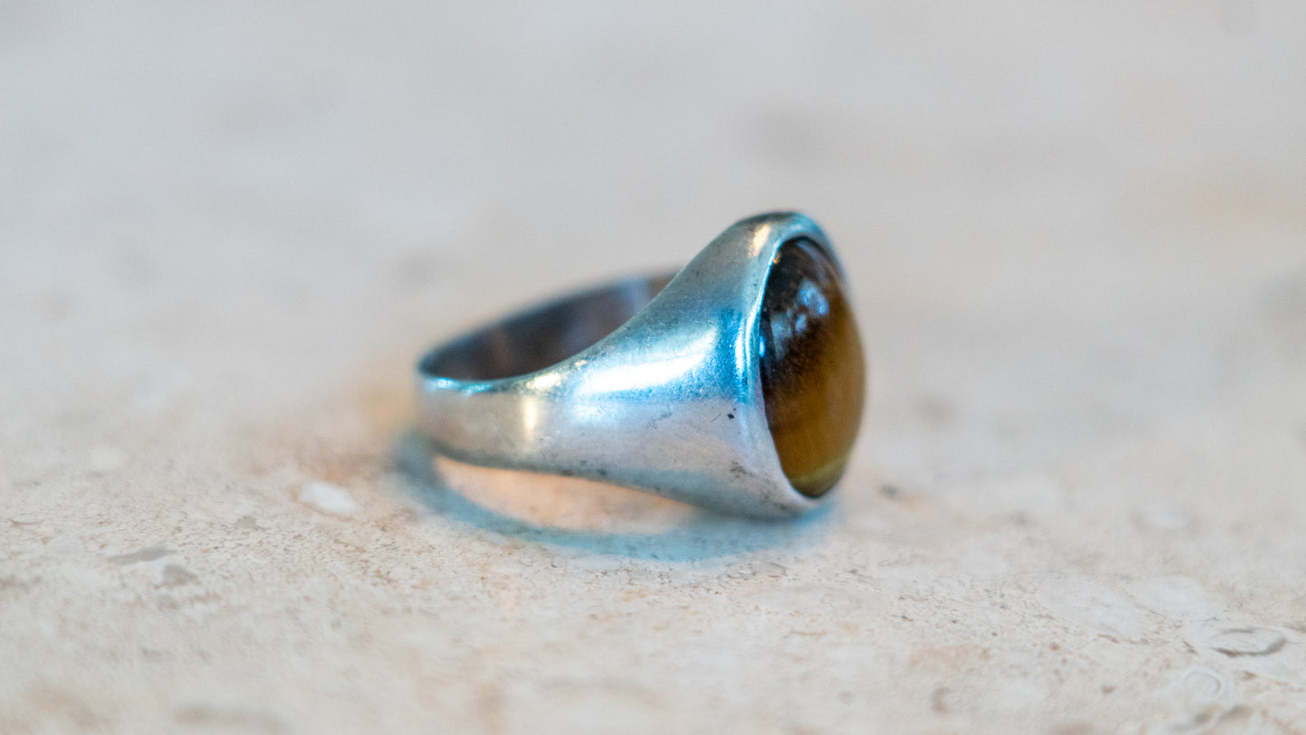 Mexico Tiger's Eye Ring Circa 1960s Size-10