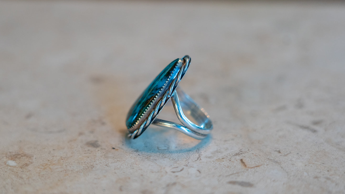 Huge Dark Matix Turquoise Ring "JAG" Size-10