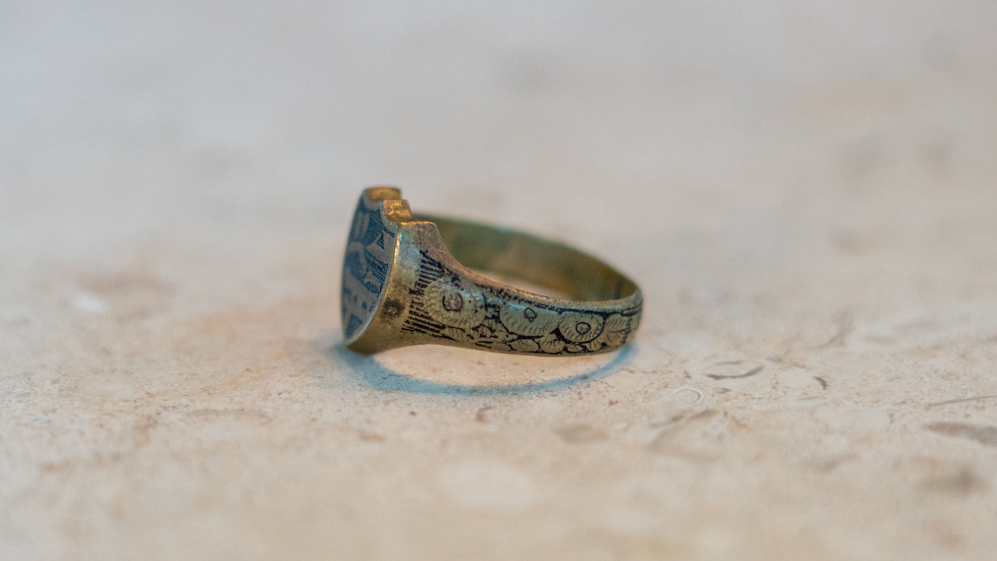 1920s Hand Engraved Japan Souvenir Ring Size-10.5