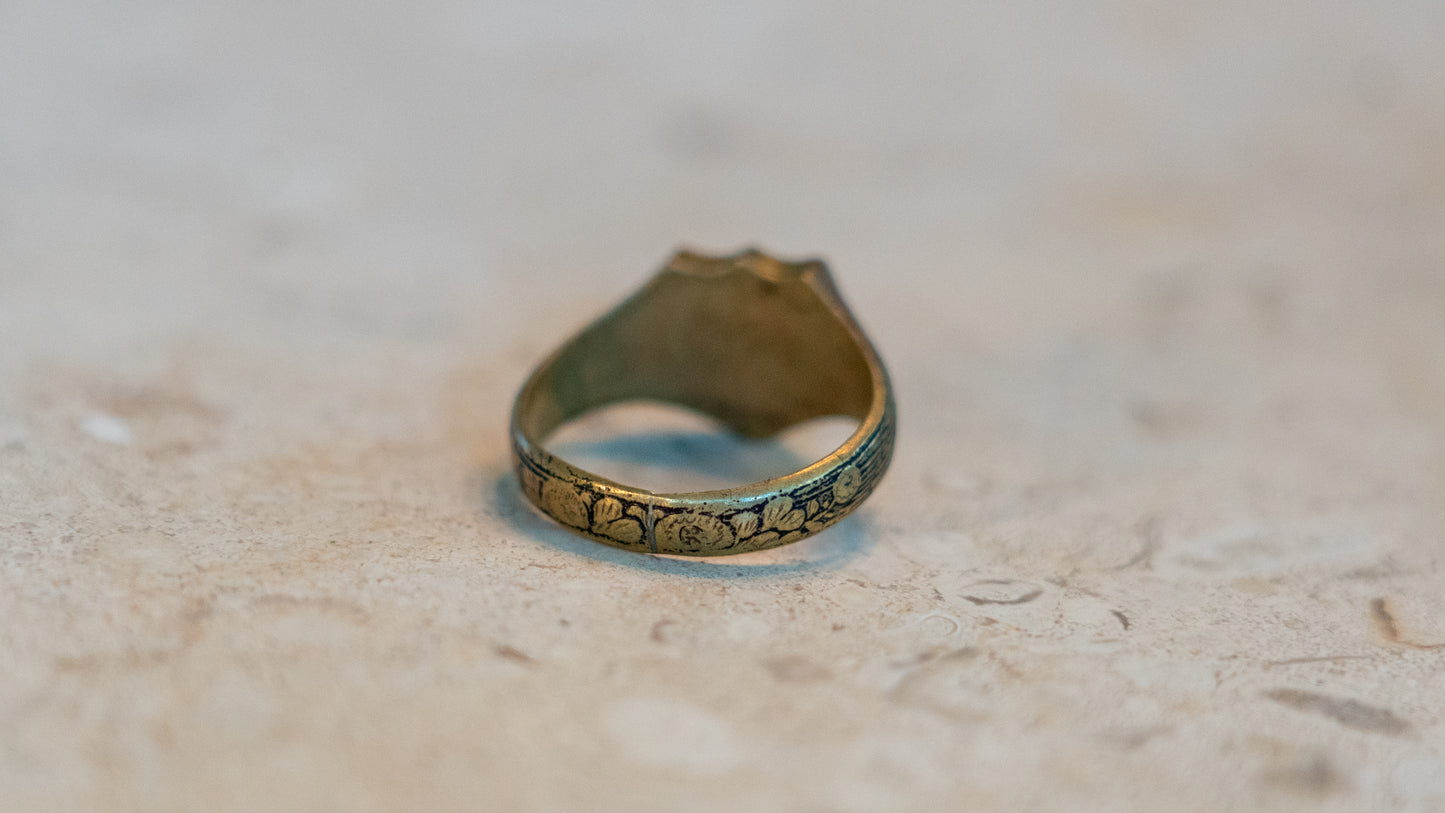 1920s Hand Engraved Japan Souvenir Ring Size-10.5