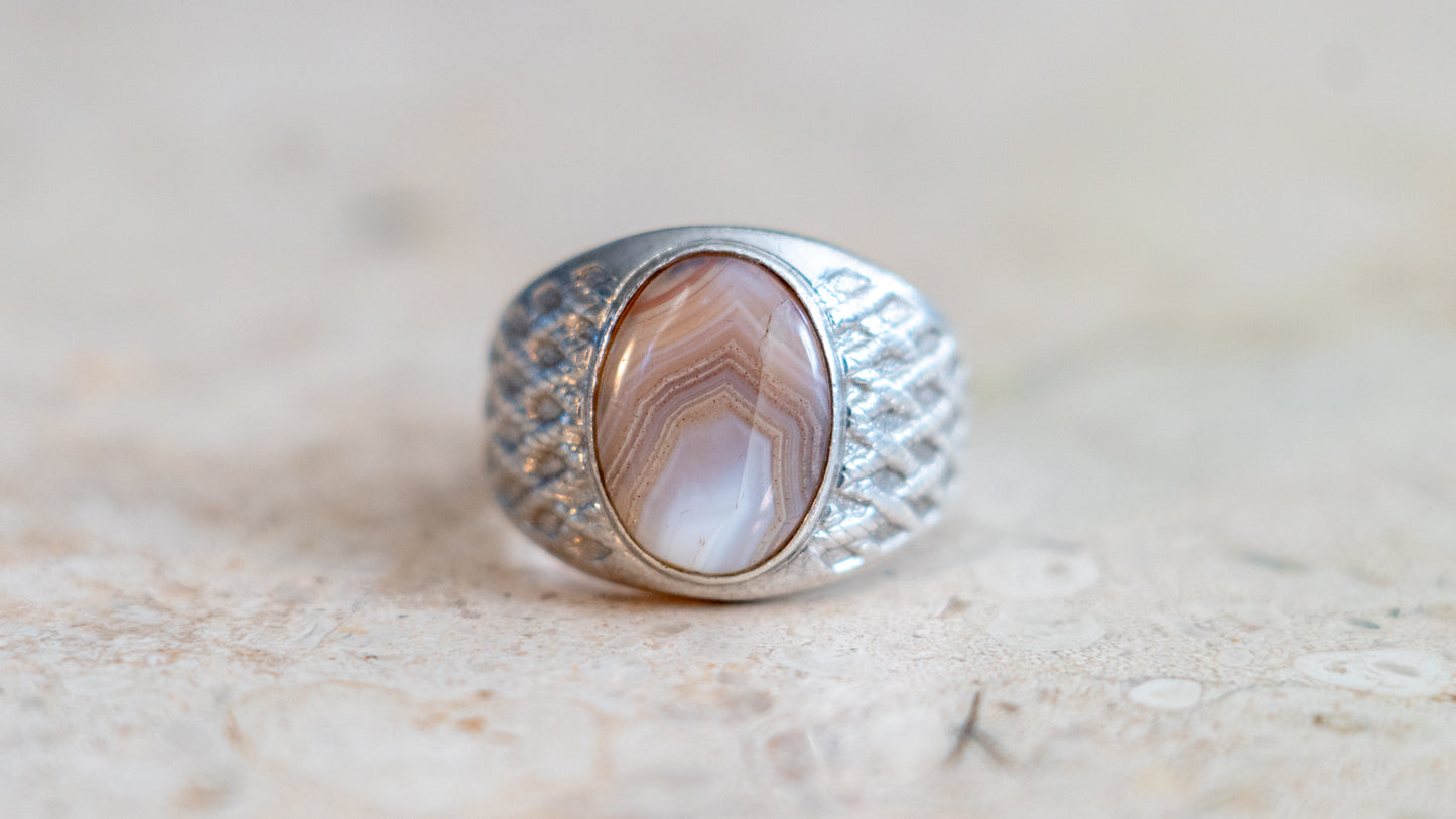 Clark & Combs 1950s Agate Gent's Ring Size-12.5