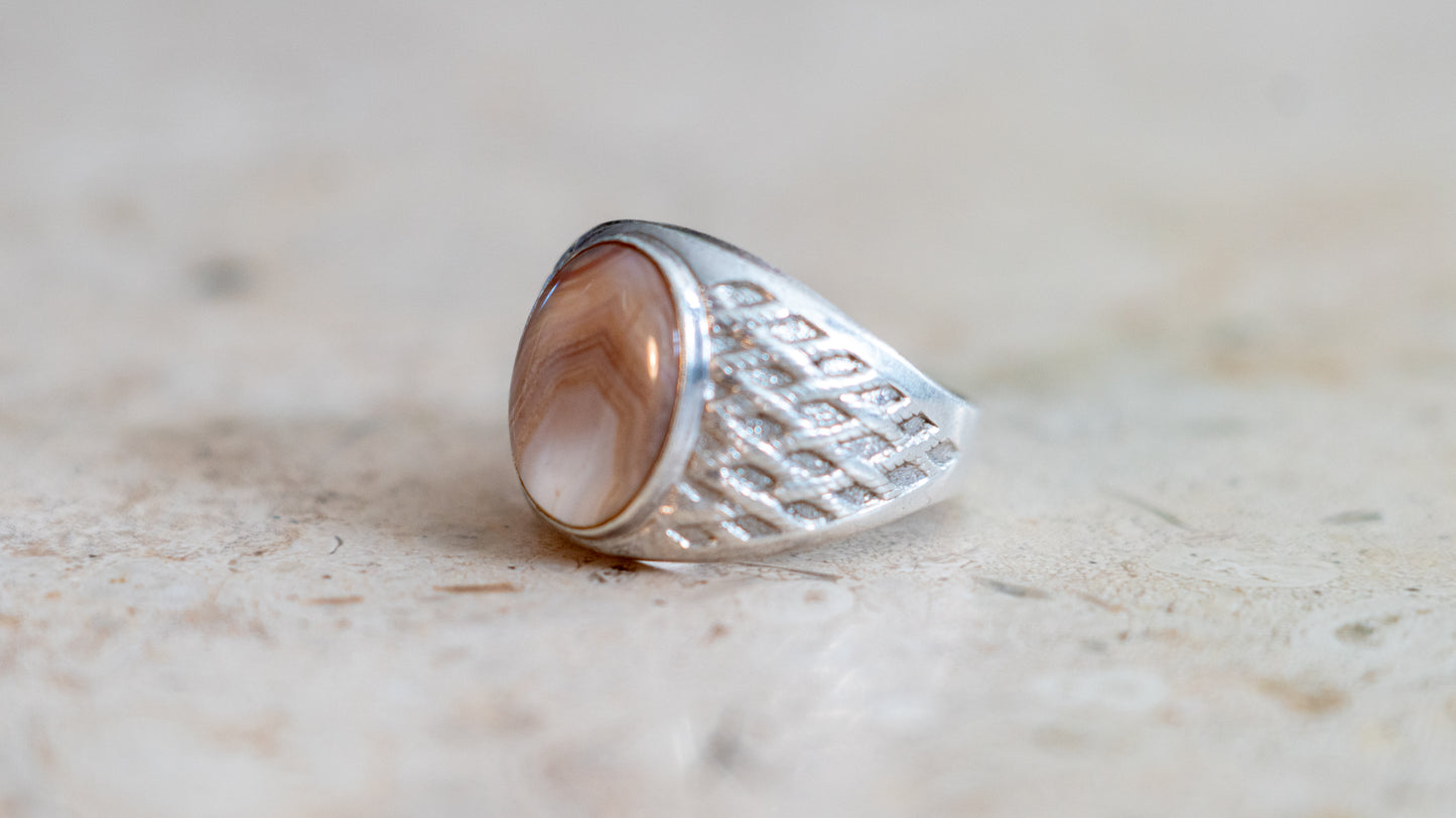 Clark & Combs 1950s Agate Gent's Ring Size-12.5