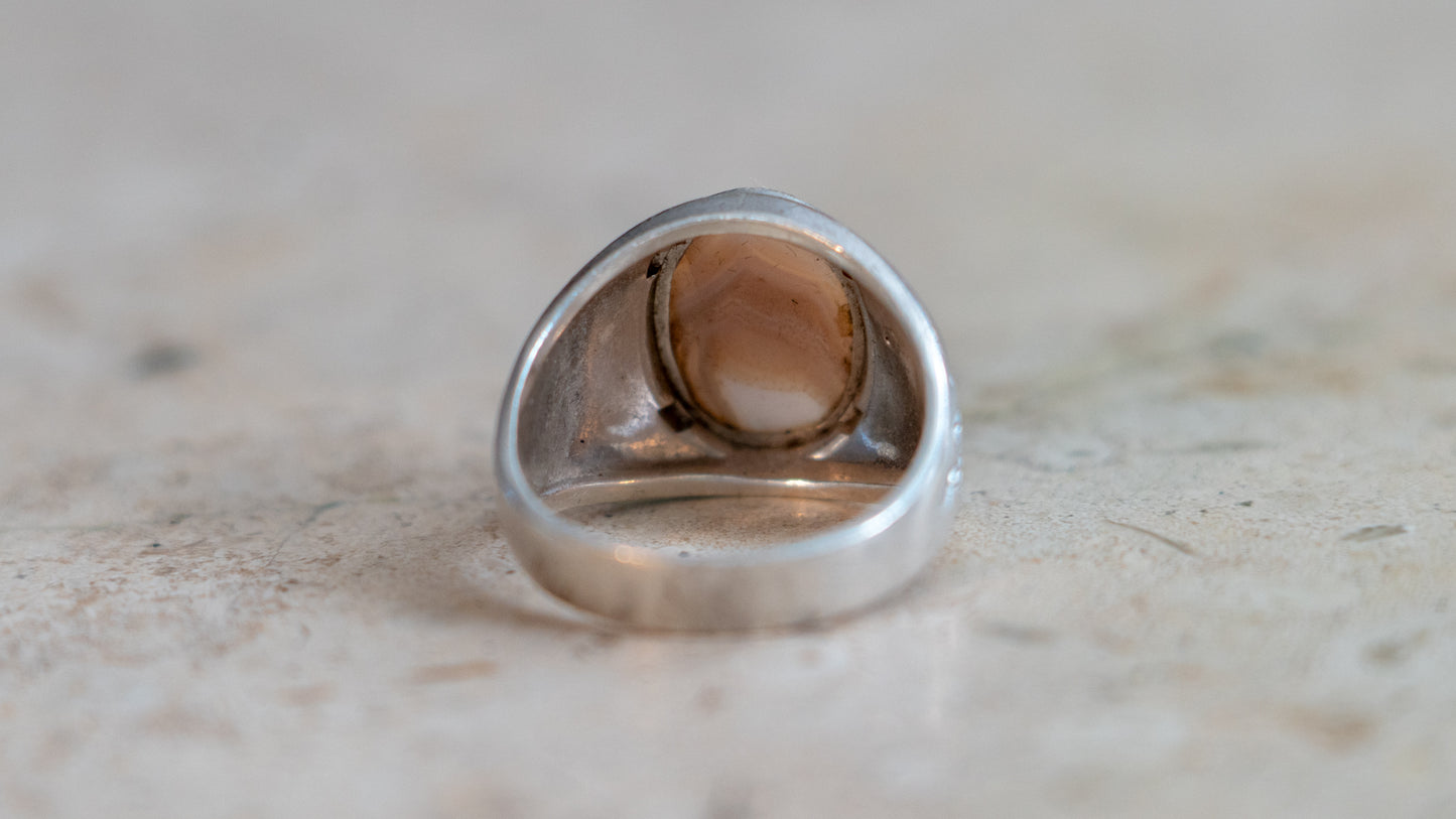 Clark & Combs 1950s Agate Gent's Ring Size-12.5