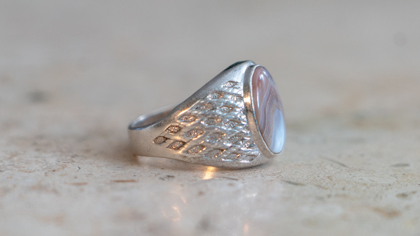 Clark & Combs 1950s Agate Gent's Ring Size-12.5
