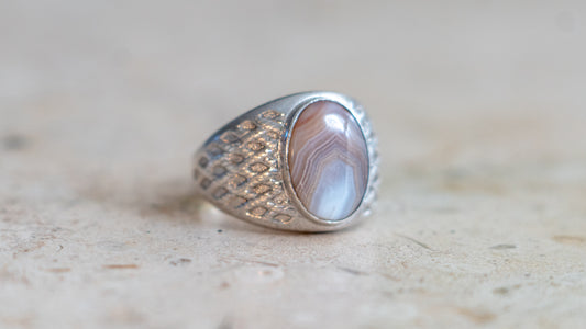 Clark & Combs 1950s Agate Gent's Ring Size-12.5