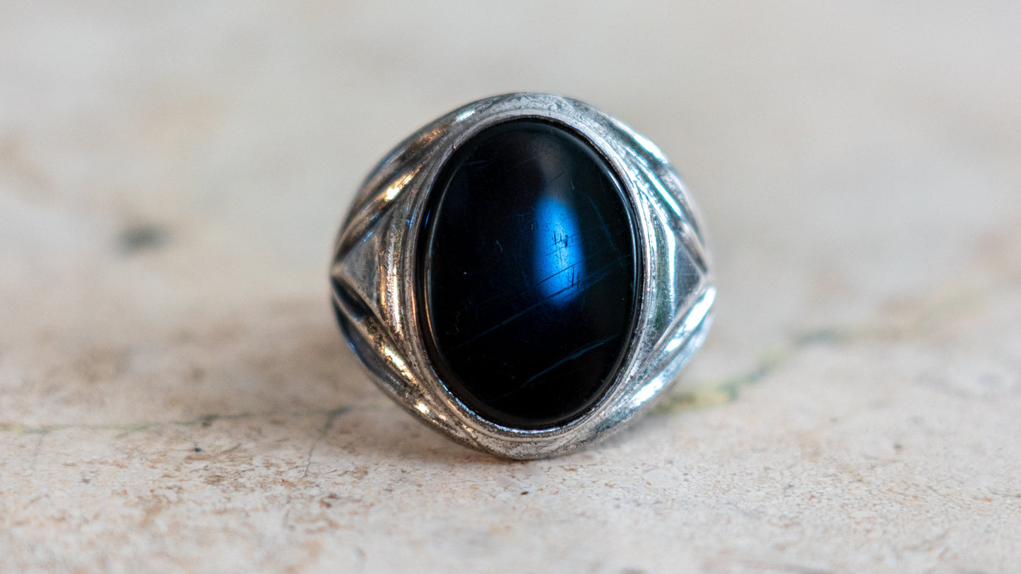 1930s Onyx Art Deco Gent's Ring Size-10