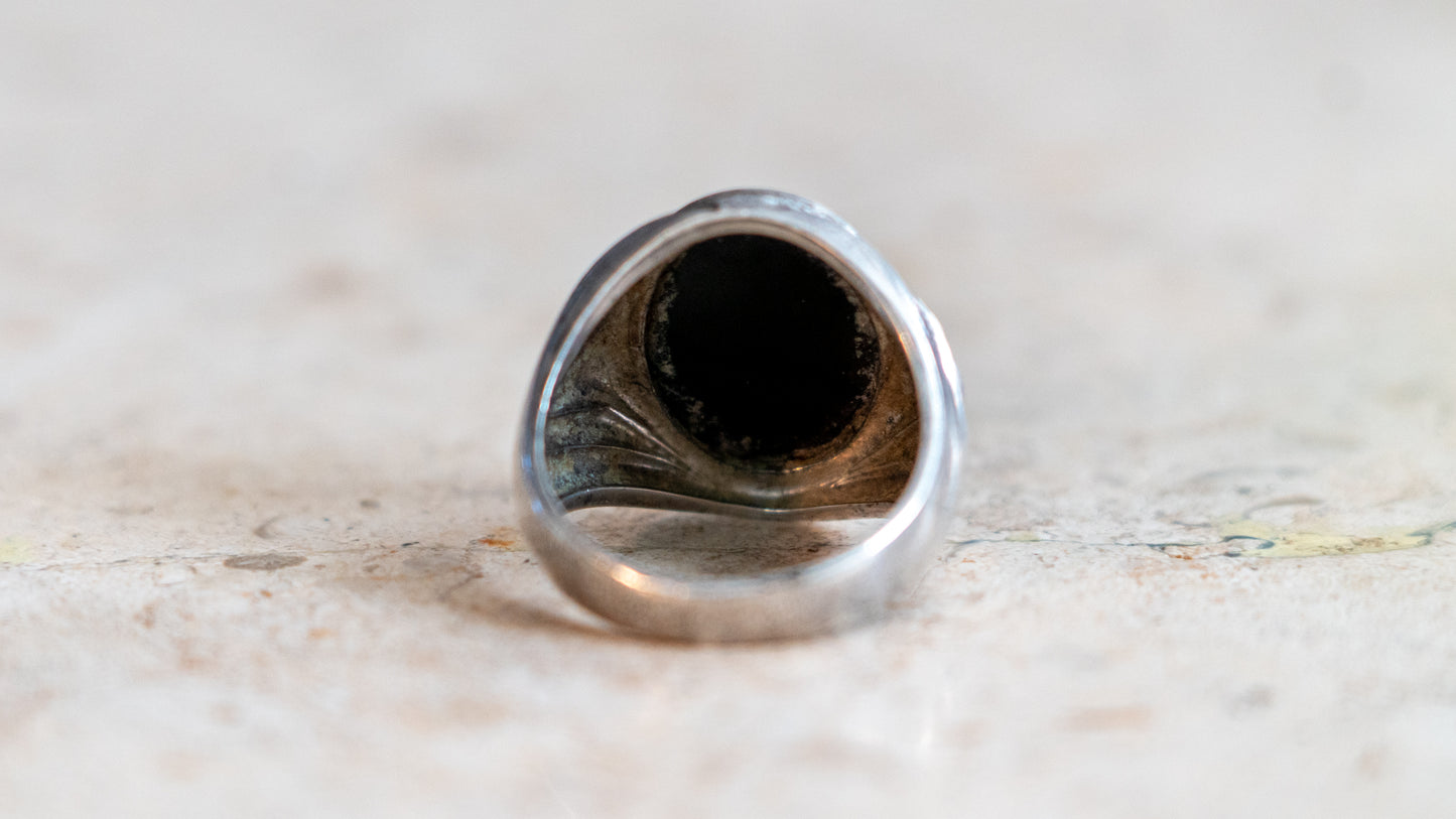 1930s Onyx Art Deco Gent's Ring Size-10