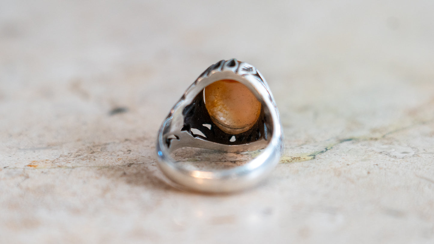 Middle Eastern Eye Ball Agate Ring Size-10