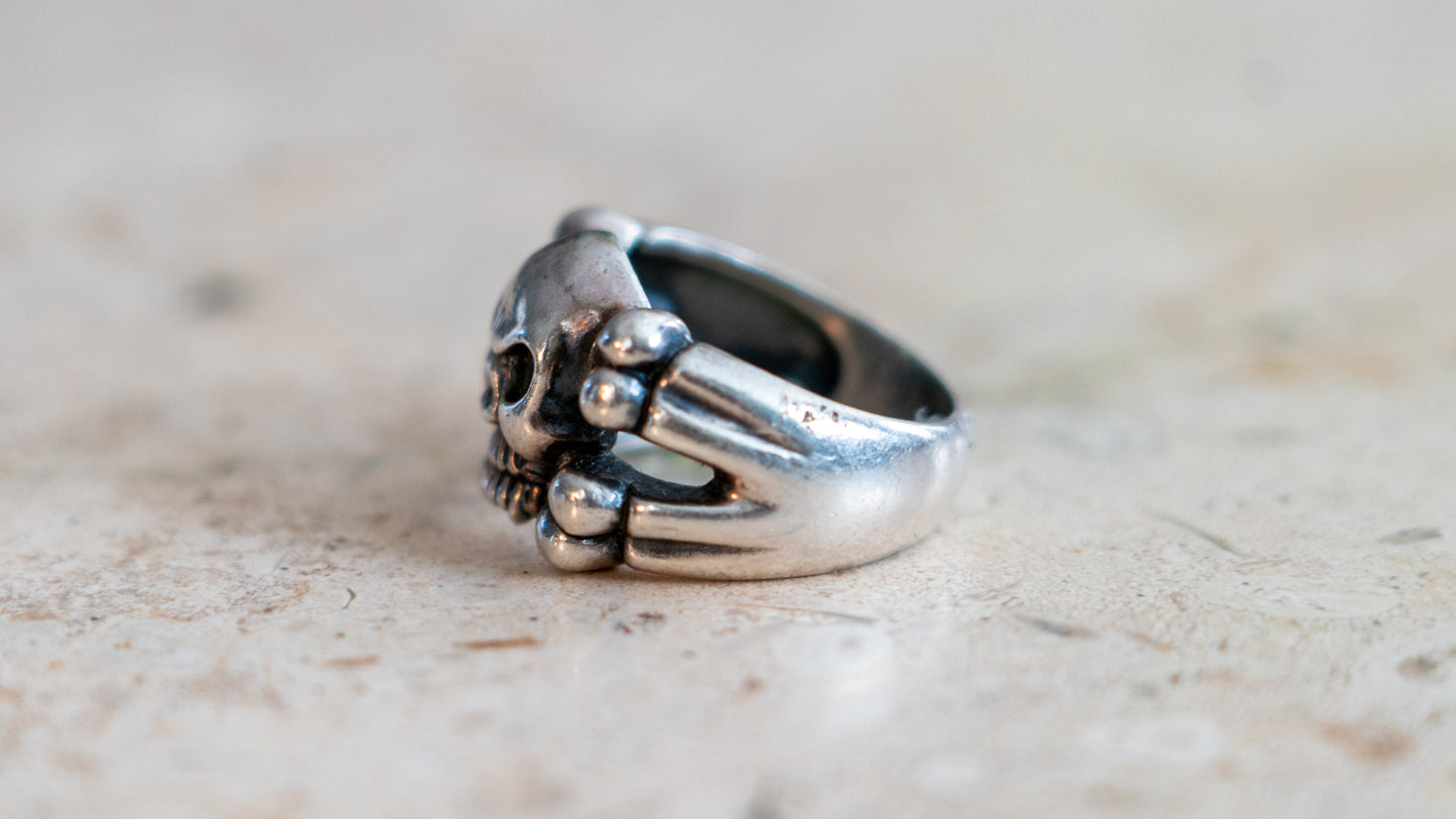 1990s Solid Sterling Large Skull & Cross Bones Size-10.5