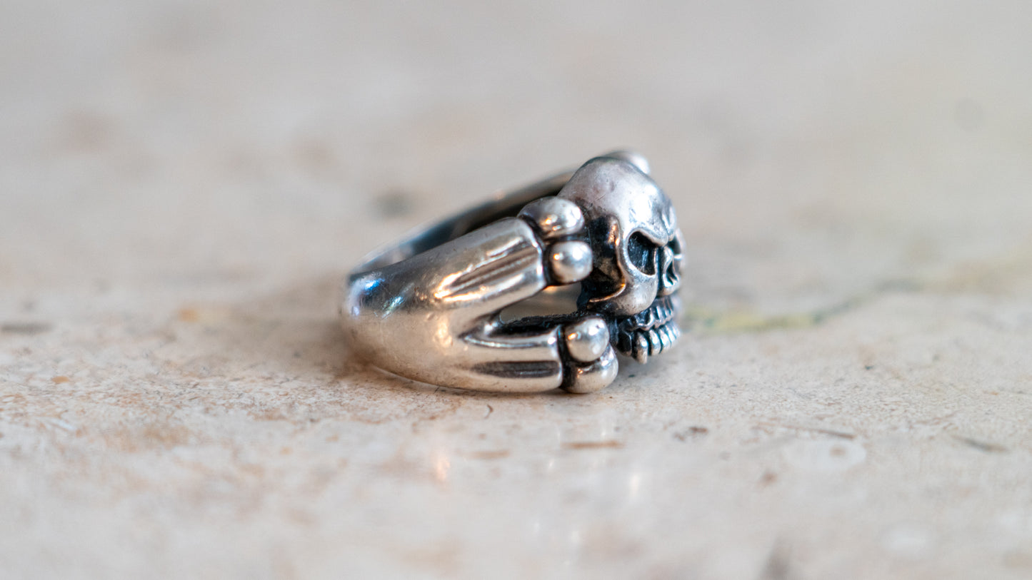 1990s Solid Sterling Large Skull & Cross Bones Size-10.5