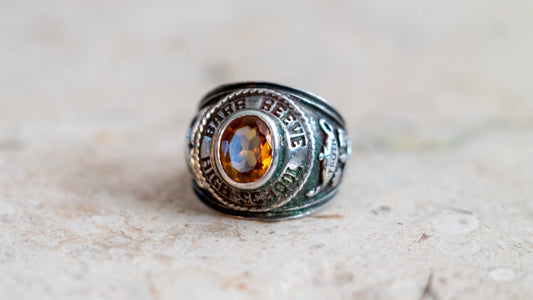 Bar Reeve 1970s Sterling Highschool Ring Size-8.5