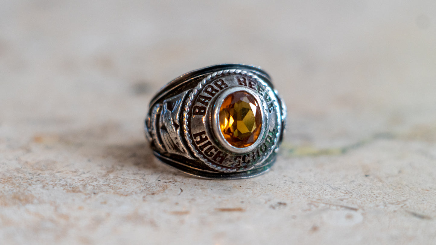 Bar Reeve 1970s Sterling Highschool Ring Size-8.5