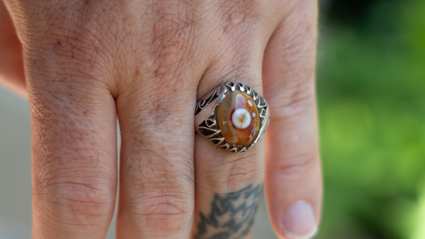Middle Eastern Eye Ball Agate Ring Size-10
